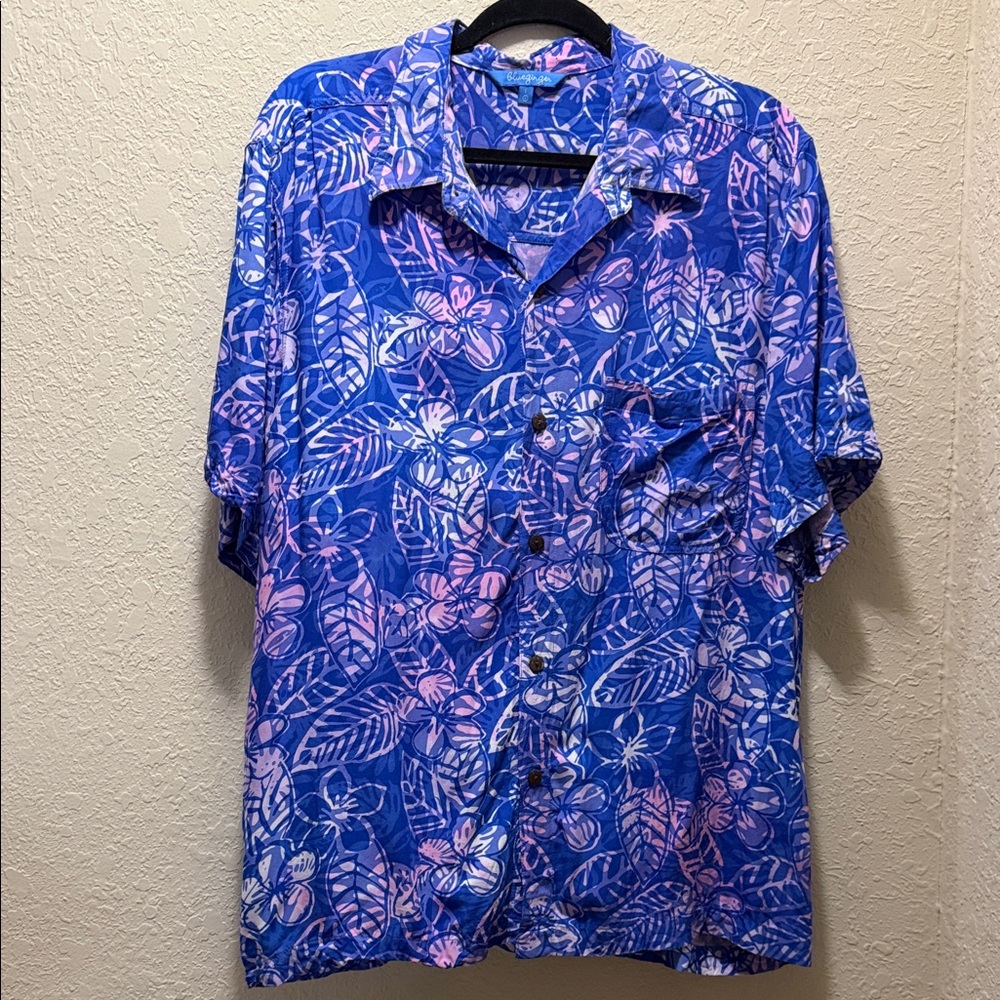 Blue Ginger, Men's Tropical Hawaiian Shirt, Size L